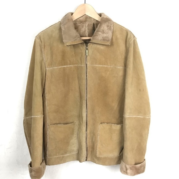 Winlit Jackets & Blazers - Vintage Trendy Winlit Tan Suede Faux Fur Lined Jacket Size Medium